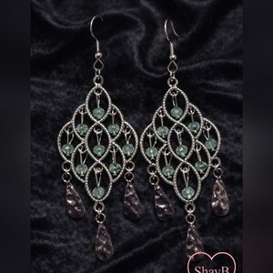 Paparazzi Green and Silver Teardrop Earrings